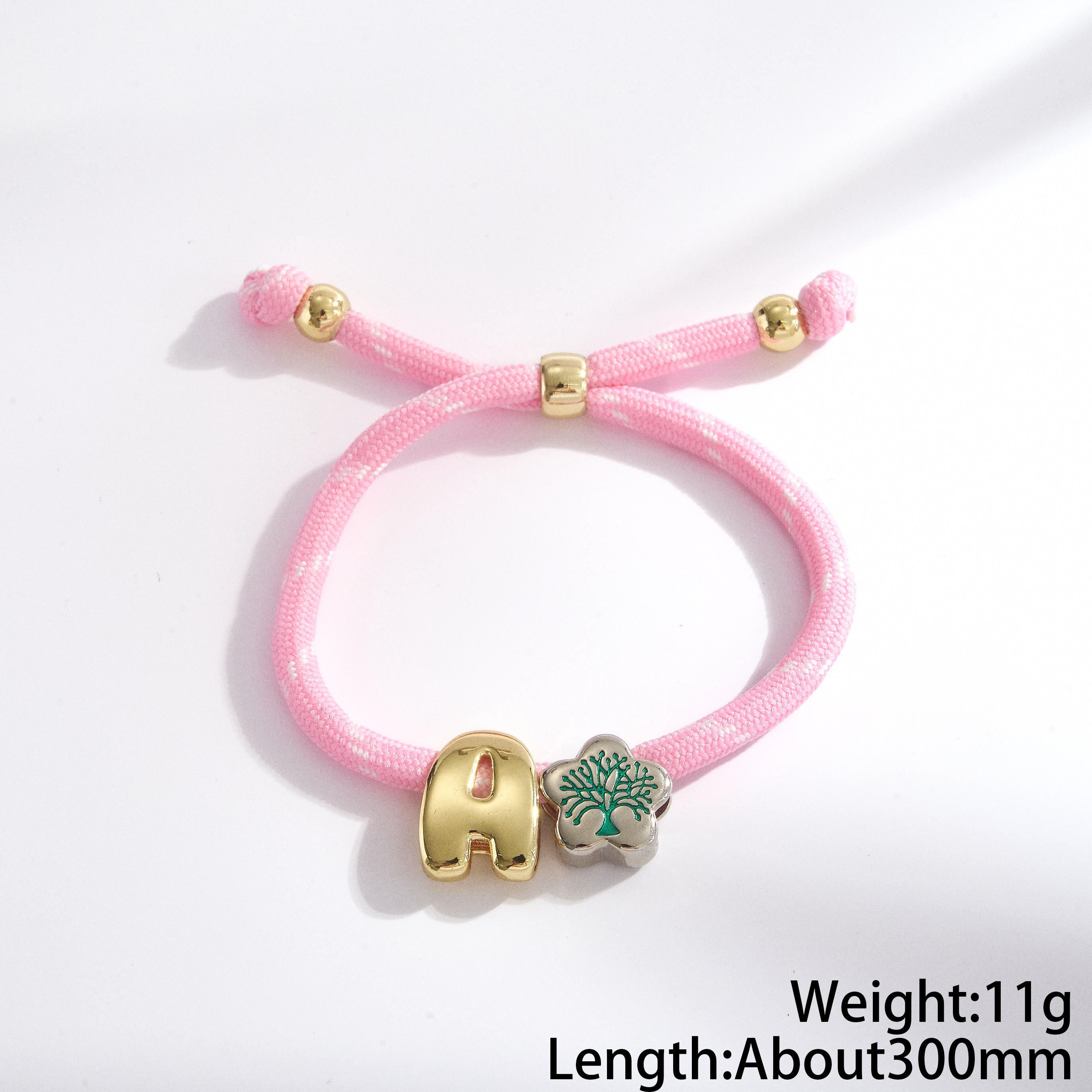 Electroplated Letter Drawstring Bracelet For Adults With 18K Real Gold Plated Copper And Zircon Inlay On Cord String 9