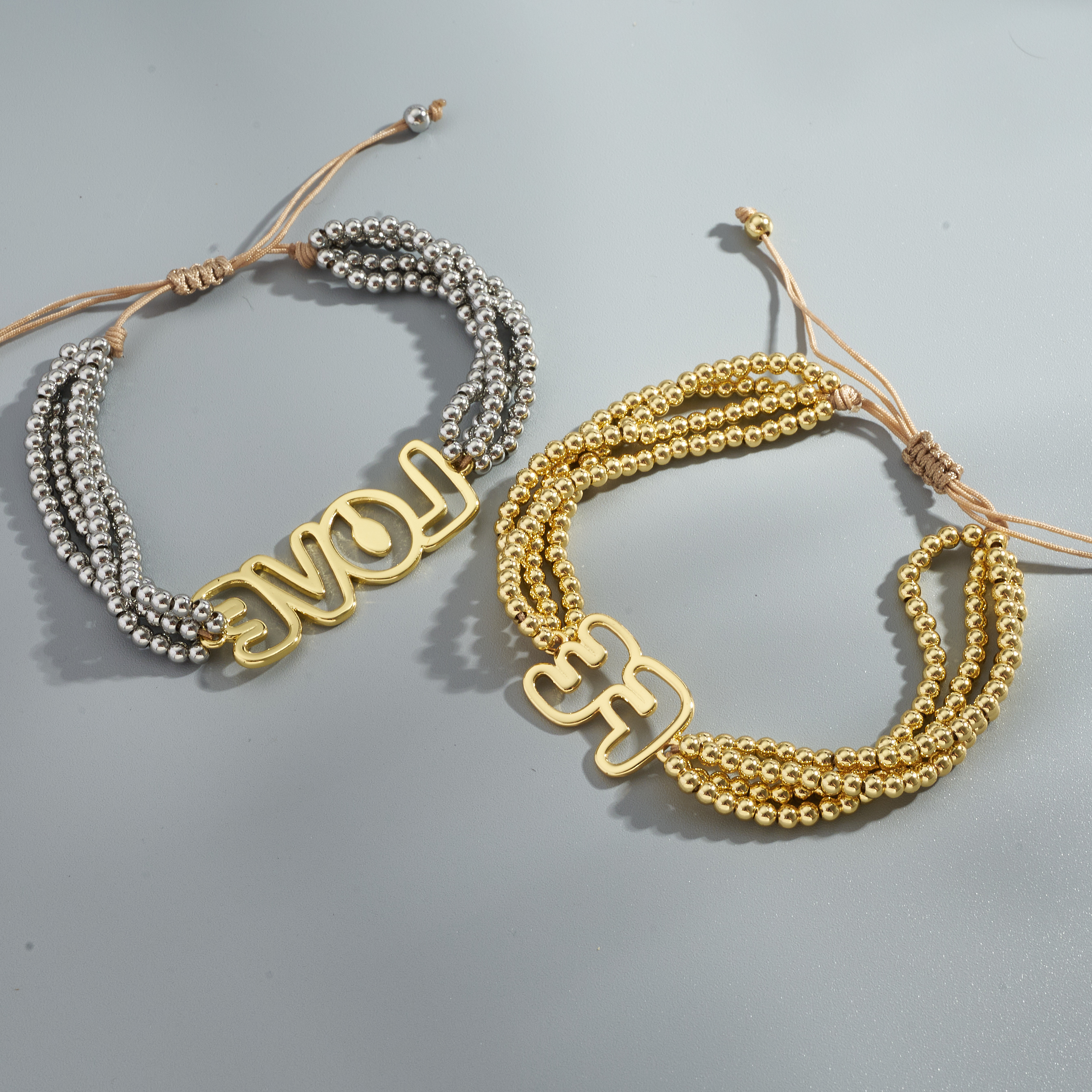 Love Electroplated Polyester Bracelet With Long-Lasting Golden Plated Finish Featuring Woven Chain Design For Unisex 3
