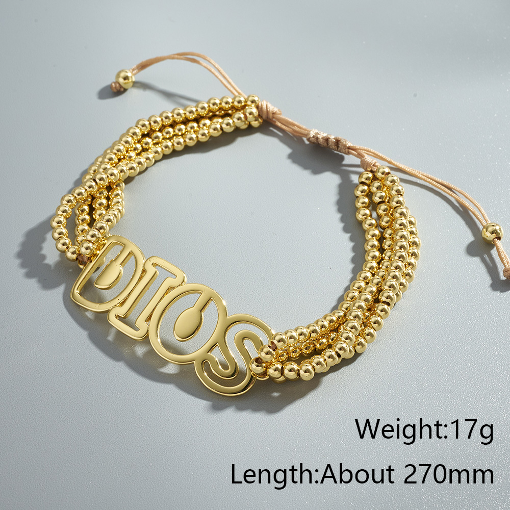 Love Electroplated Polyester Bracelet With Long-Lasting Golden Plated Finish Featuring Woven Chain Design For Unisex 5