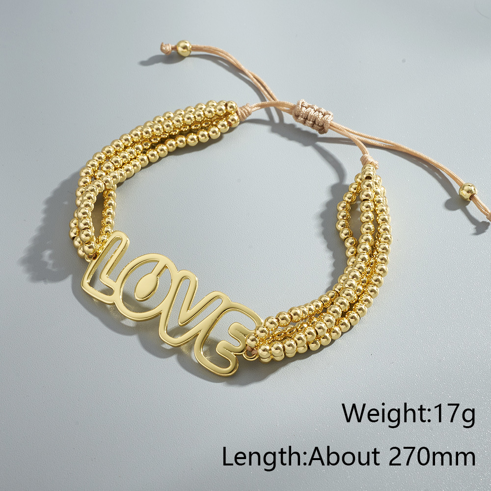 Love Electroplated Polyester Bracelet With Long-Lasting Golden Plated Finish Featuring Woven Chain Design For Unisex 6