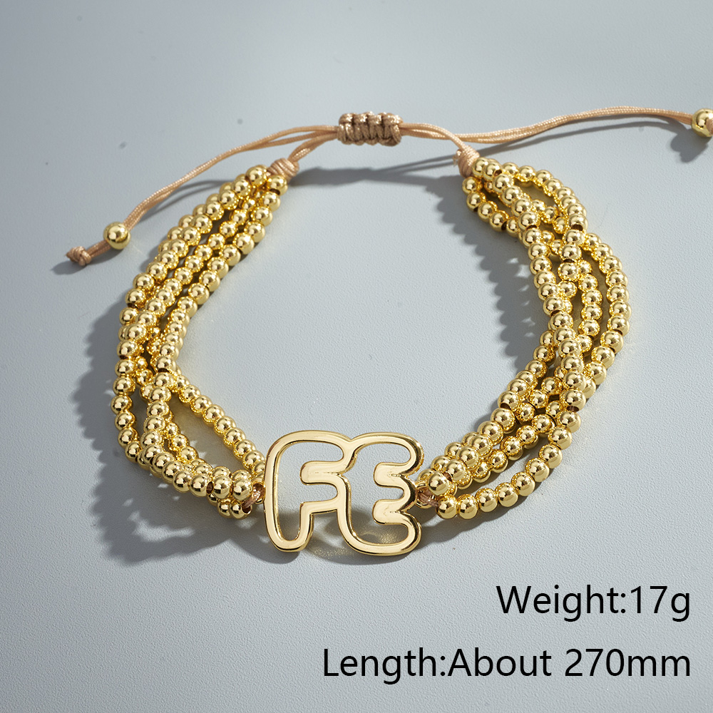 Love Electroplated Polyester Bracelet With Long-Lasting Golden Plated Finish Featuring Woven Chain Design For Unisex 7