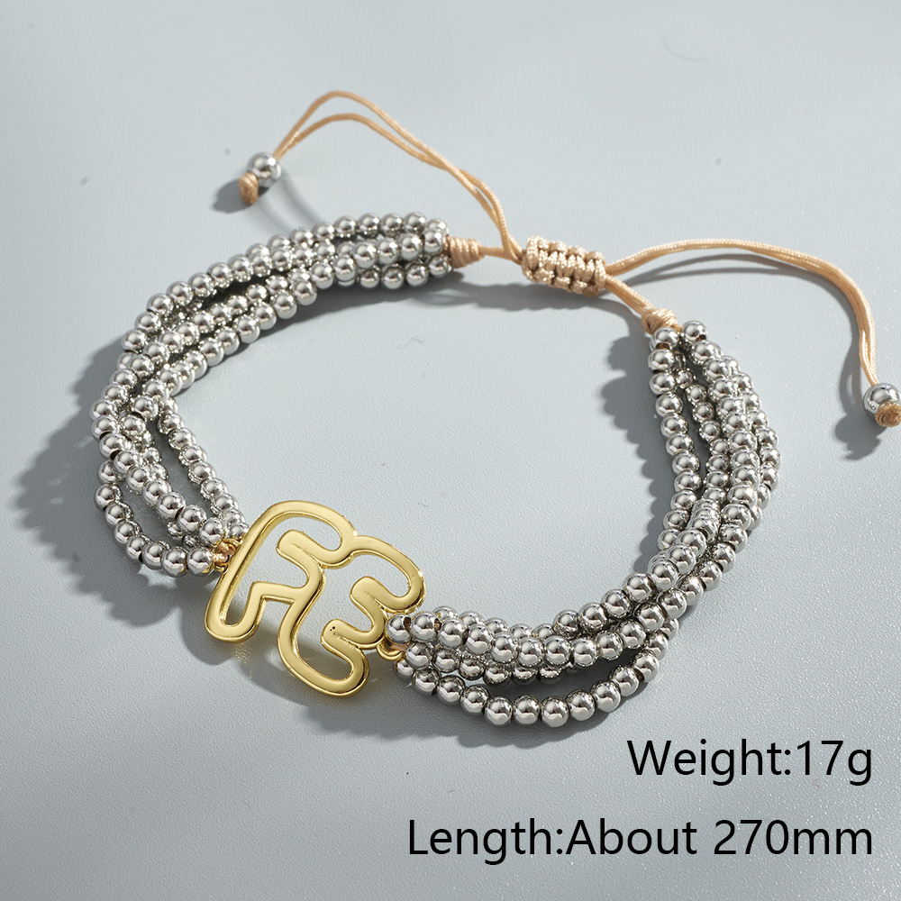 Love Electroplated Polyester Bracelet With Long-Lasting Golden Plated Finish Featuring Woven Chain Design For Unisex 9