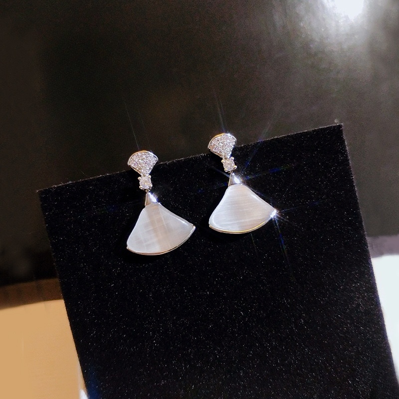 Electroplated Sector Drop Earrings For Women In Copper With Real Gold Water Plating And Shell Inlay 6