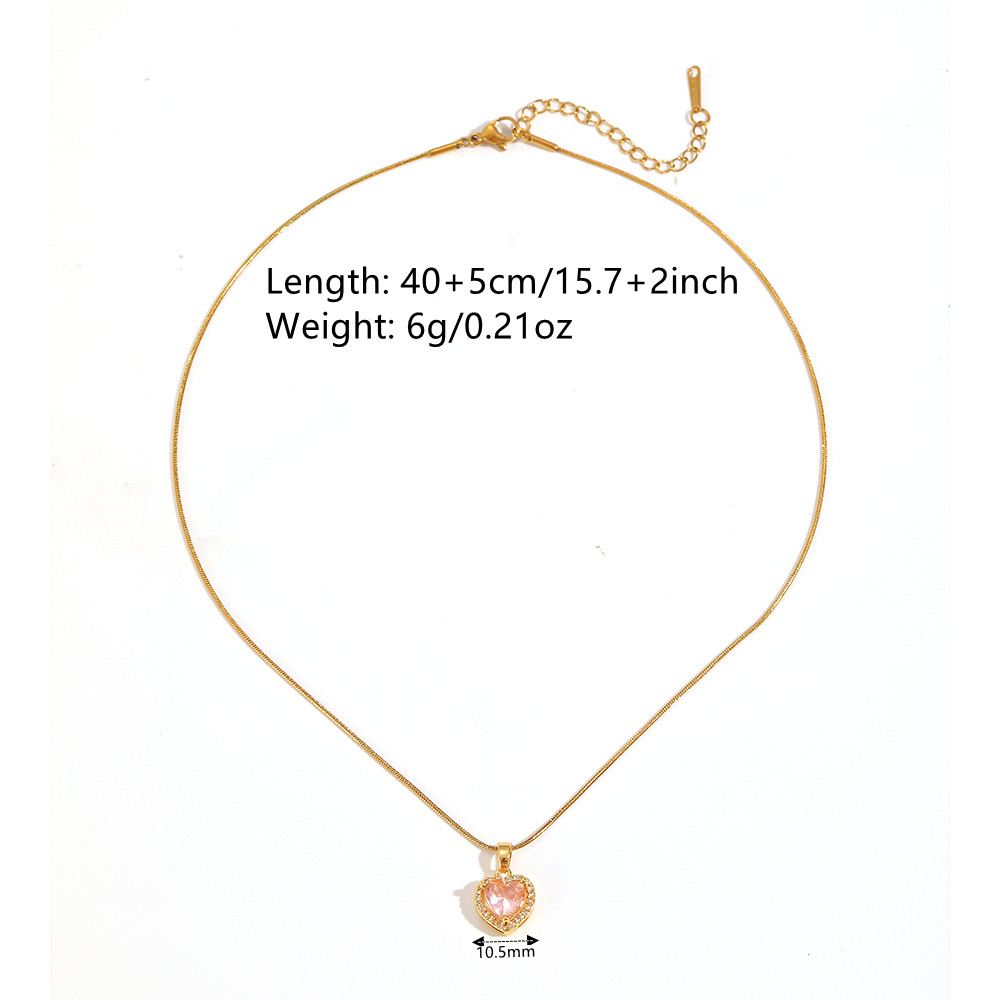 Stainless Steel Chain Versatile Heart Pendant Jewelry Heart-shaped Necklace Multi-color Diamond Pendant Heart Necklace For Women 2