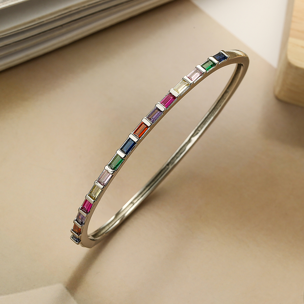 Geometric Copper Bangle For Women Featuring Zircon Inlay And 18K Gold Plated Design 3