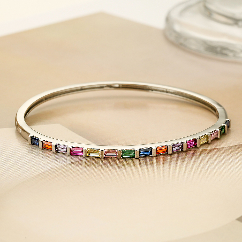 Geometric Copper Bangle For Women Featuring Zircon Inlay And 18K Gold Plated Design 4