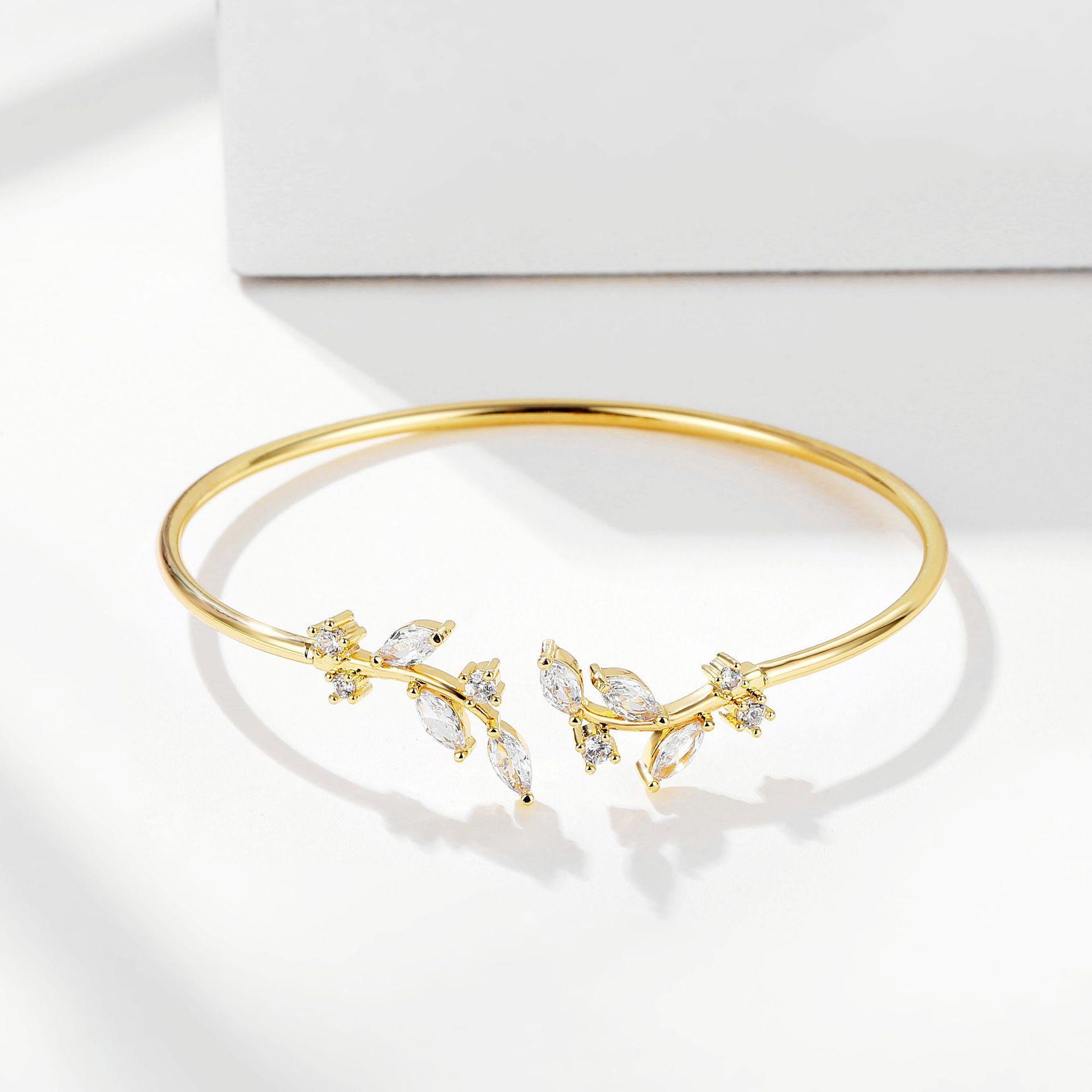 Geometric Copper Bangle For Women Featuring Electroplated Design With Artificial Gemstones Inlay 4