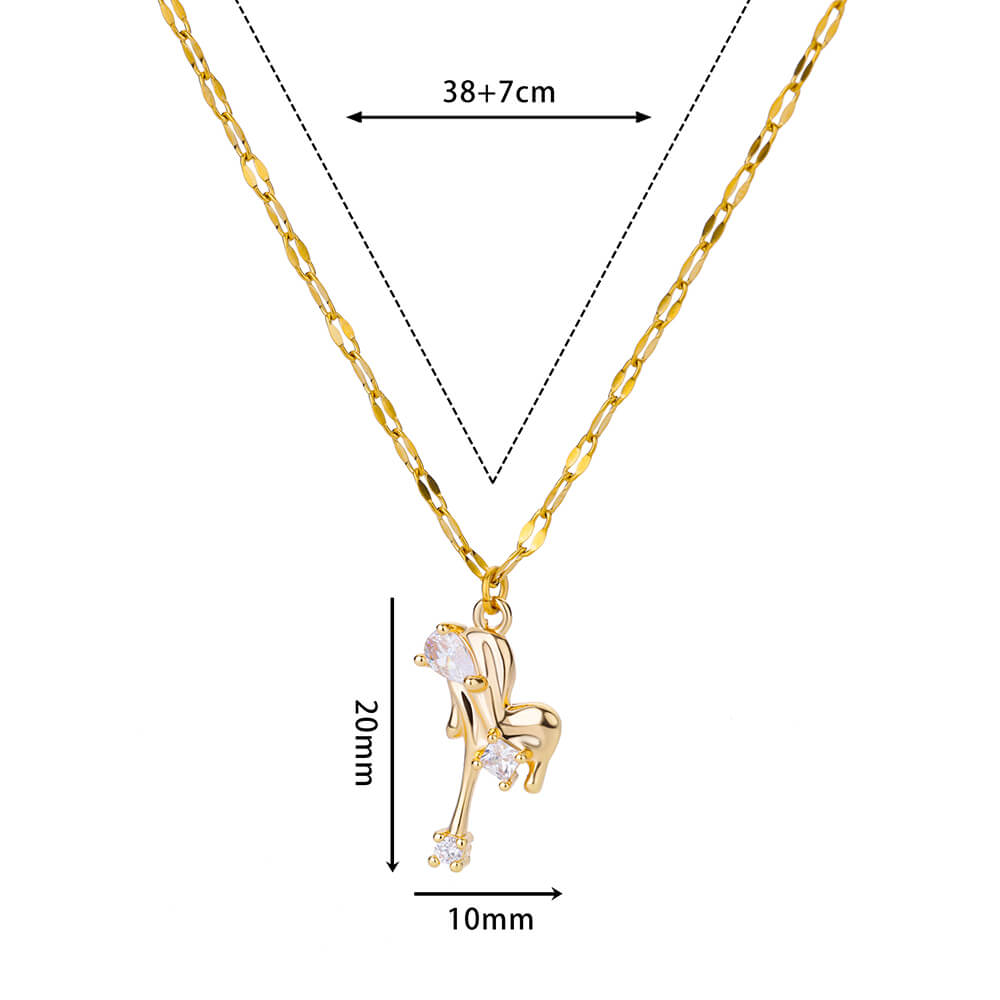 304 Stainless Steel Copper Rainbow Heart Shape Flower Zircon 18K Real Gold Plated Elegant Simple Style Plating Hollow Out Cuban Link Chain Curb Chain Paperclip Chain Lobster Trigger Clasp Closure Pendant Necklace 2