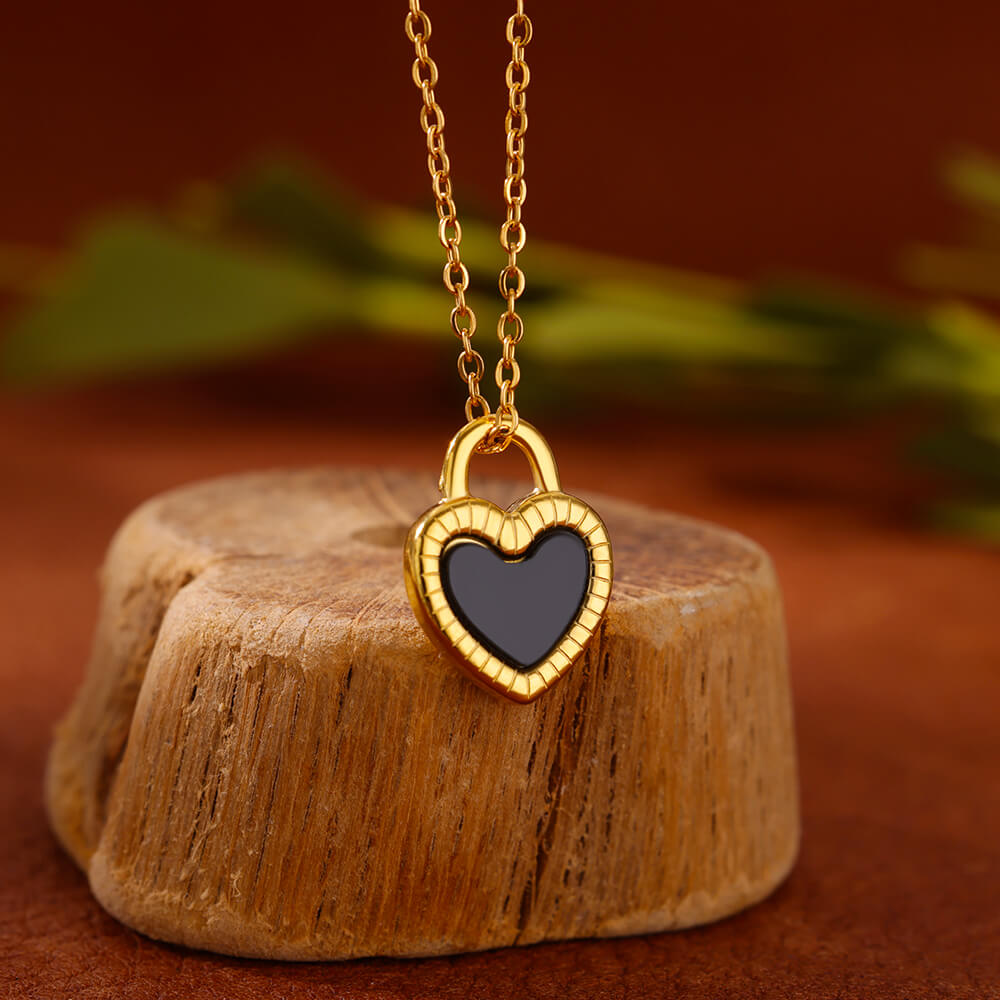 304 Stainless Steel Copper Rainbow Heart Shape Flower Zircon 18K Real Gold Plated Elegant Simple Style Plating Hollow Out Cuban Link Chain Curb Chain Paperclip Chain Lobster Trigger Clasp Closure Pendant Necklace 6