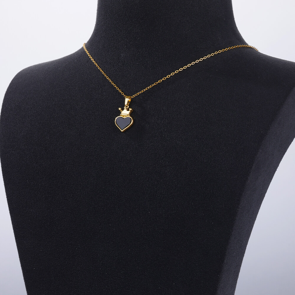 304 Stainless Steel Copper Rainbow Heart Shape Flower Zircon 18K Real Gold Plated Elegant Simple Style Plating Hollow Out Cuban Link Chain Curb Chain Paperclip Chain Lobster Trigger Clasp Closure Pendant Necklace 7