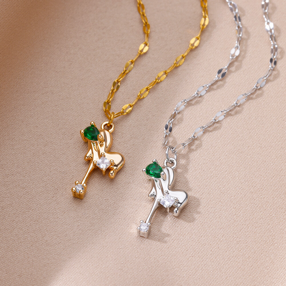 304 Stainless Steel Copper Rainbow Heart Shape Flower Zircon 18K Real Gold Plated Elegant Simple Style Plating Hollow Out Cuban Link Chain Curb Chain Paperclip Chain Lobster Trigger Clasp Closure Pendant Necklace 10