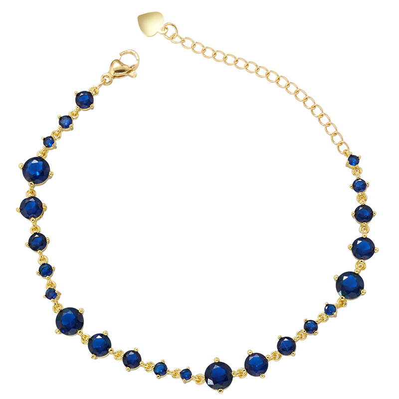 Round Copper Circle Bracelet For Women With O-Link Chain, 18K Gold Plated Design 4