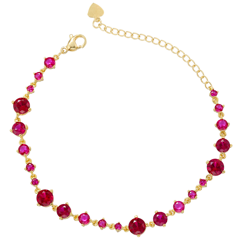 Round Copper Circle Bracelet For Women With O-Link Chain, 18K Gold Plated Design 5