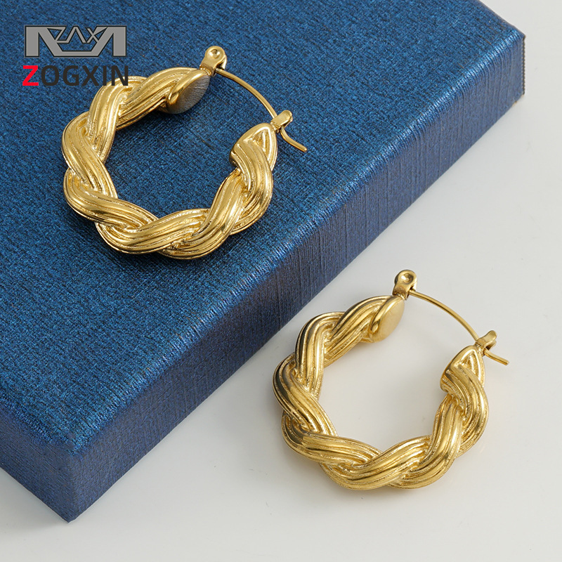 Geometric Hoop Earrings For Women Featuring Electroplated Design With 304 Stainless Steel Posts And 18K Gold PVD Vacuum Plating 2