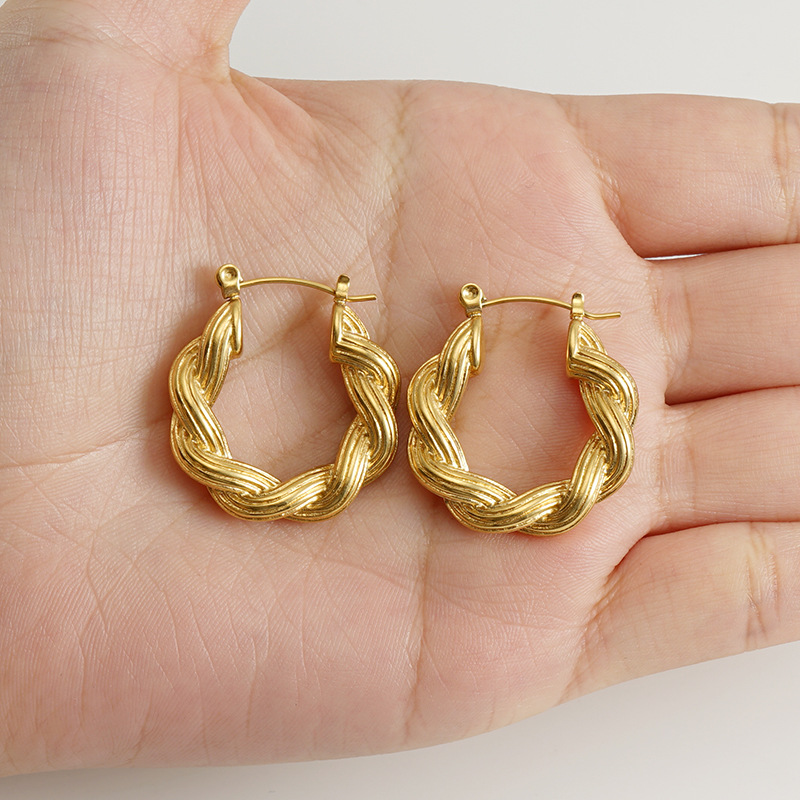 Geometric Hoop Earrings For Women Featuring Electroplated Design With 304 Stainless Steel Posts And 18K Gold PVD Vacuum Plating 3
