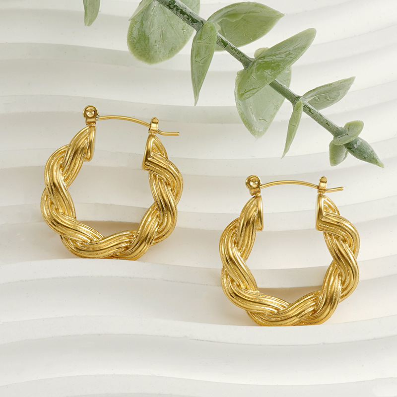 Geometric Hoop Earrings For Women Featuring Electroplated Design With 304 Stainless Steel Posts And 18K Gold PVD Vacuum Plating 4