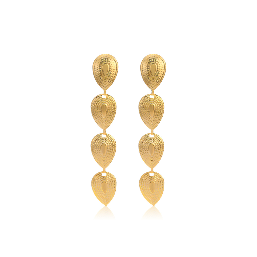 Water Droplets Electroplated Drop Earrings For Women In 304 Stainless Steel With KC Golden Water Plating And Stone-Free Inlay 3