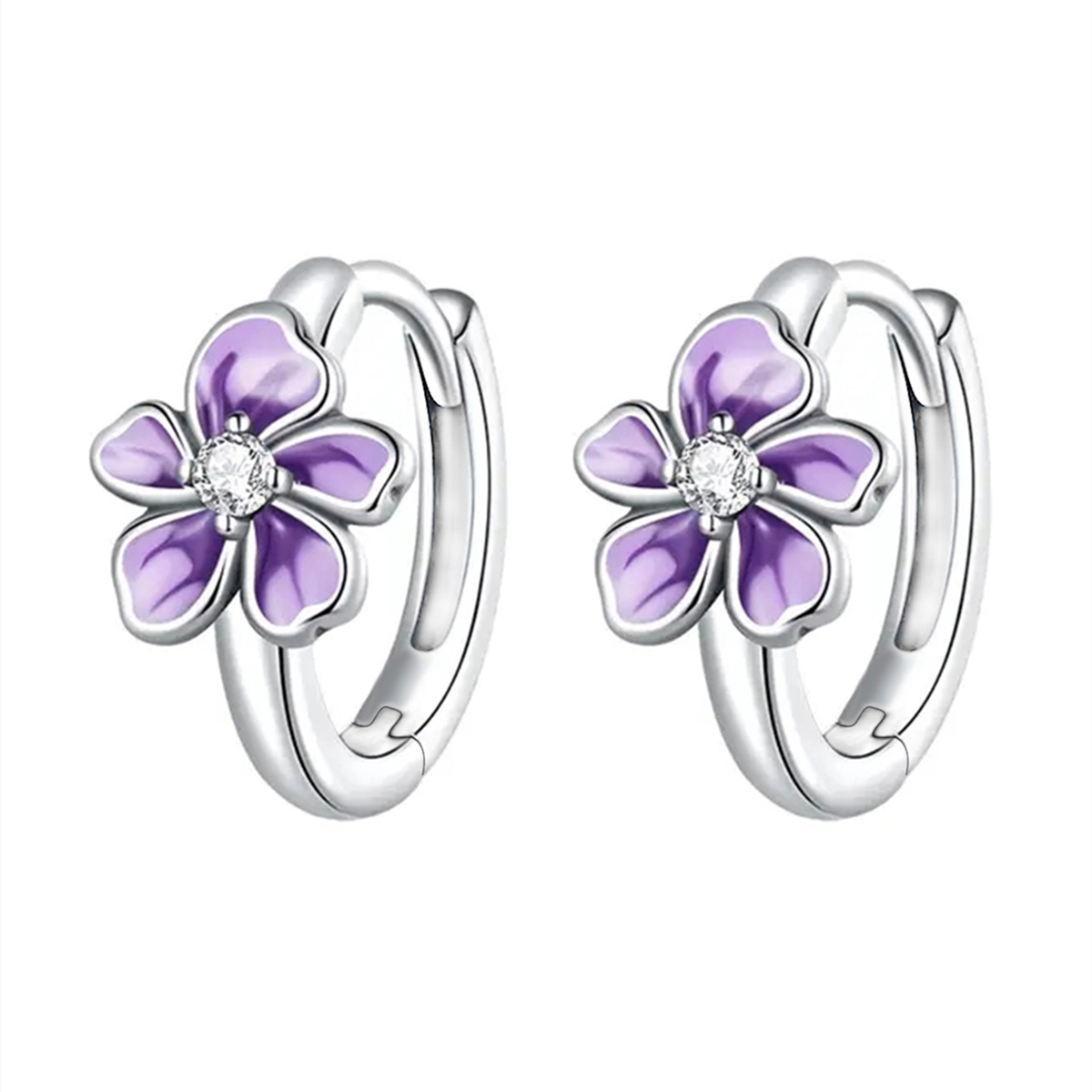 Enamel Flowers Earrings For Women In Copper With White K Water Plating And 0.03µm Thickness
