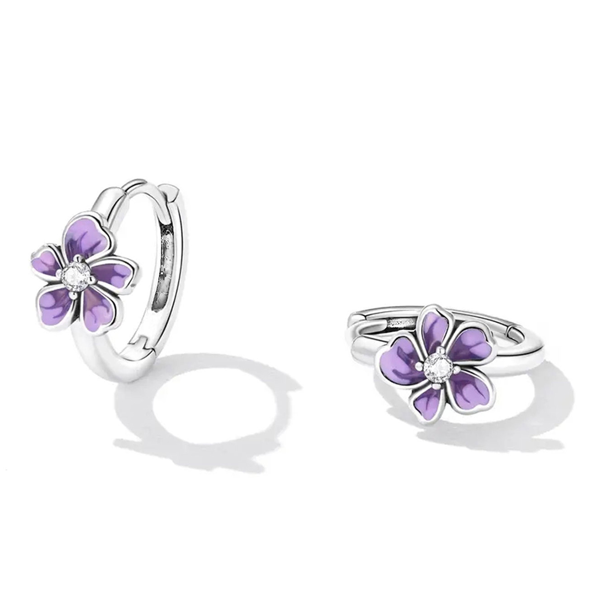 Enamel Flowers Earrings For Women In Copper With White K Water Plating And 0.03µm Thickness 2