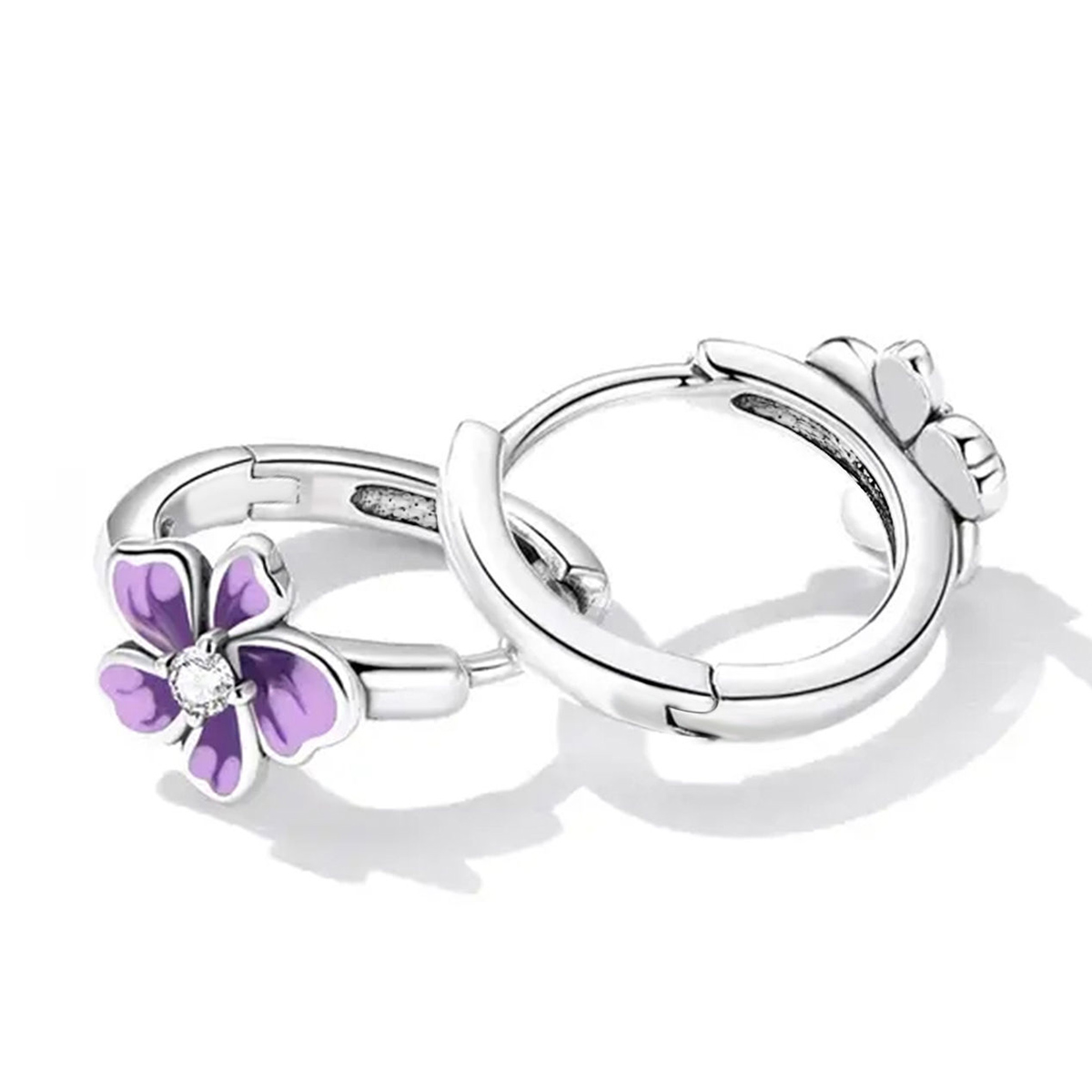 Enamel Flowers Earrings For Women In Copper With White K Water Plating And 0.03µm Thickness 3