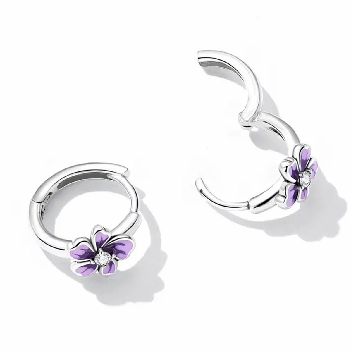 Enamel Flowers Earrings For Women In Copper With White K Water Plating And 0.03µm Thickness 5