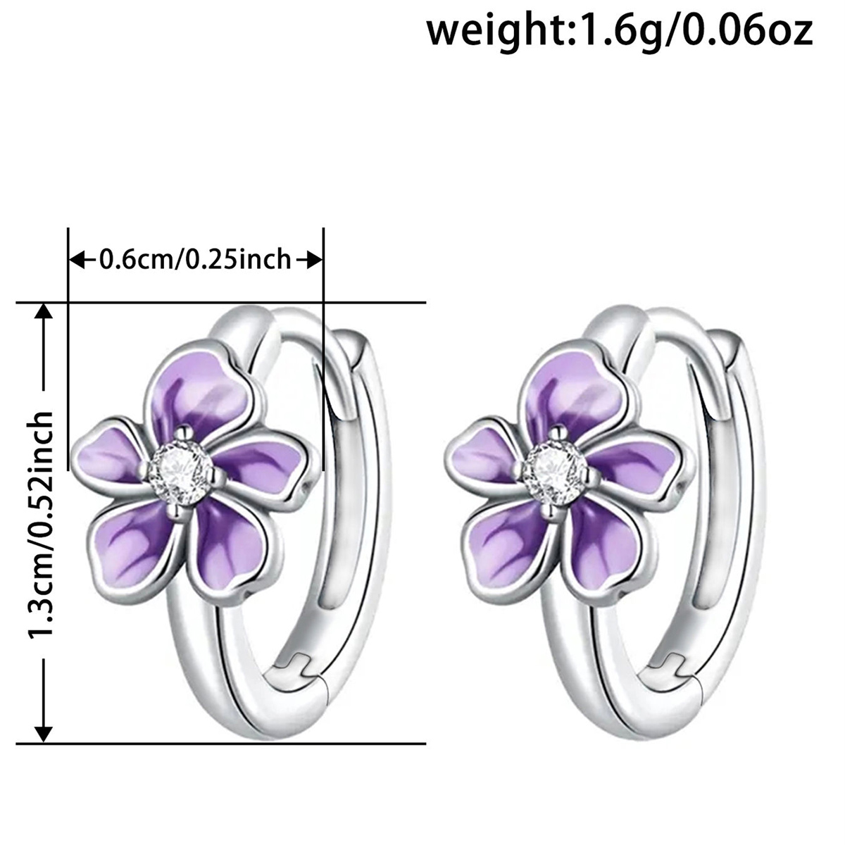 Enamel Flowers Earrings For Women In Copper With White K Water Plating And 0.03µm Thickness 6
