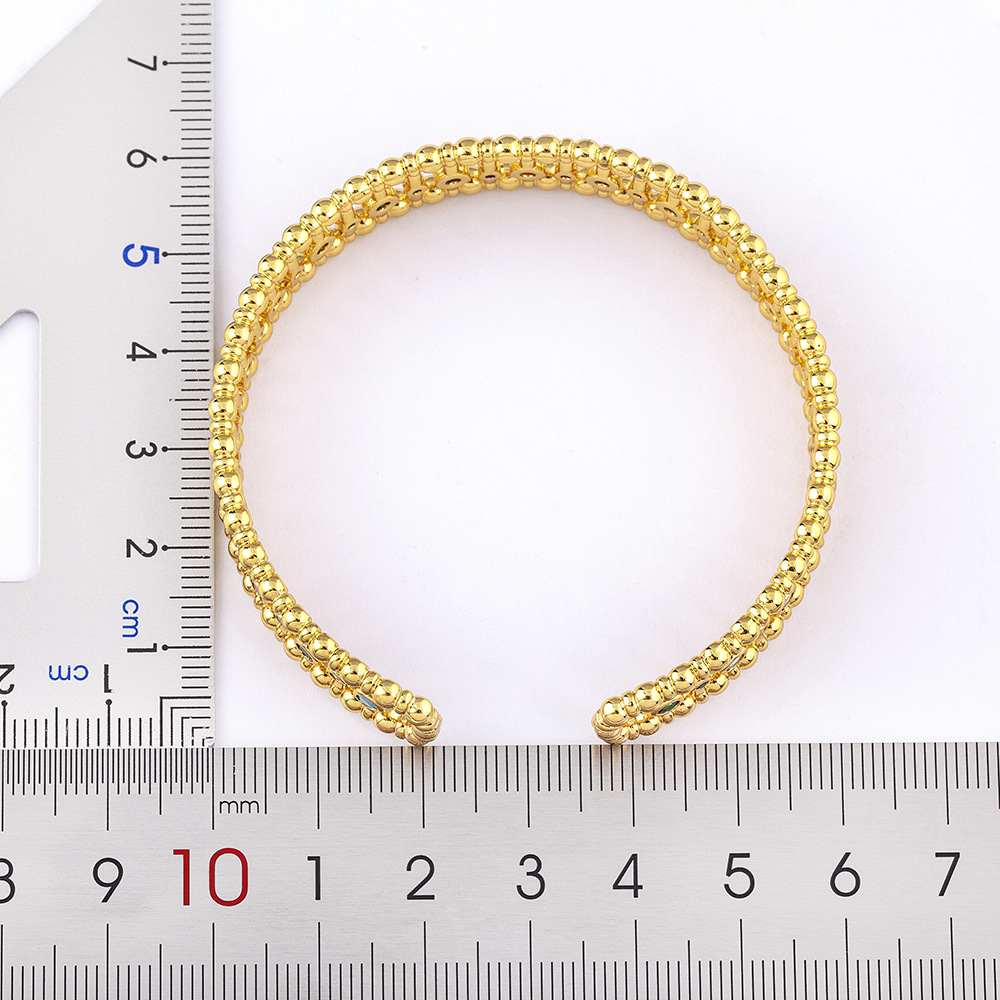 Ethnic Style Copper Bangle For Women In Gold With 18K Real Gold Plated Electroplated Finish Featuring Zircon Inlay 2