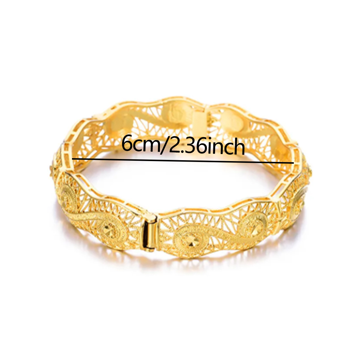 Handmade Solid Color Bangle For Women, Copper Material With Golden Plated Water Plating And 0.03µm Coating Thickness 6