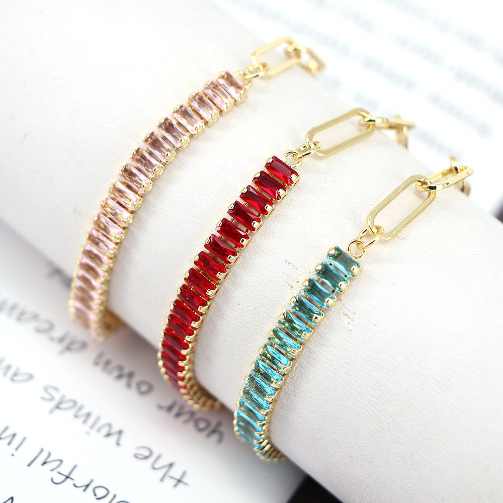 Geometric Copper Bracelet For Women With Electroplated Design Featuring Natural Pink Artificial Gemstones 5