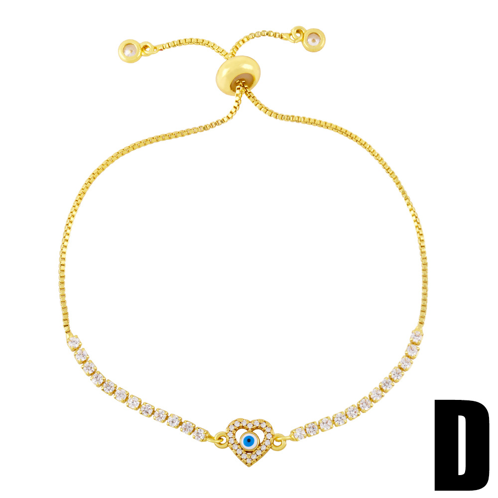 Heart Shape Copper Bracelet For Women Featuring Splicing Design With 18K Gold Plated Finish And Artificial Gemstones Inlay 5