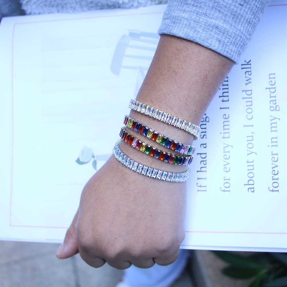 Geometric Copper Bracelet For Women Featuring Electroplated Design With Artificial Gemstones, Ideal For Anniversary 2