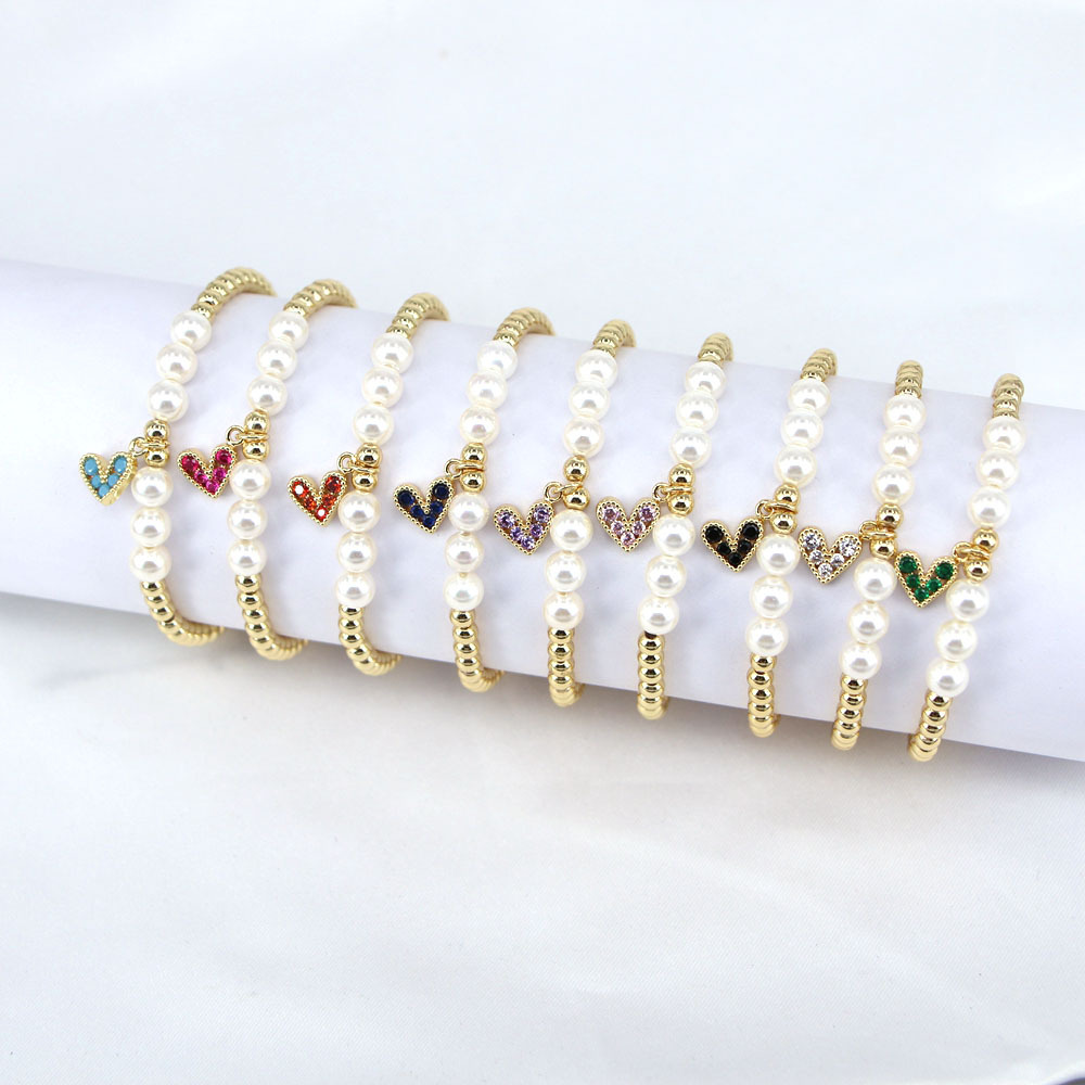 Geometric Copper Bracelet For Women With Electroplated Design And Rose Red Artificial Gemstones