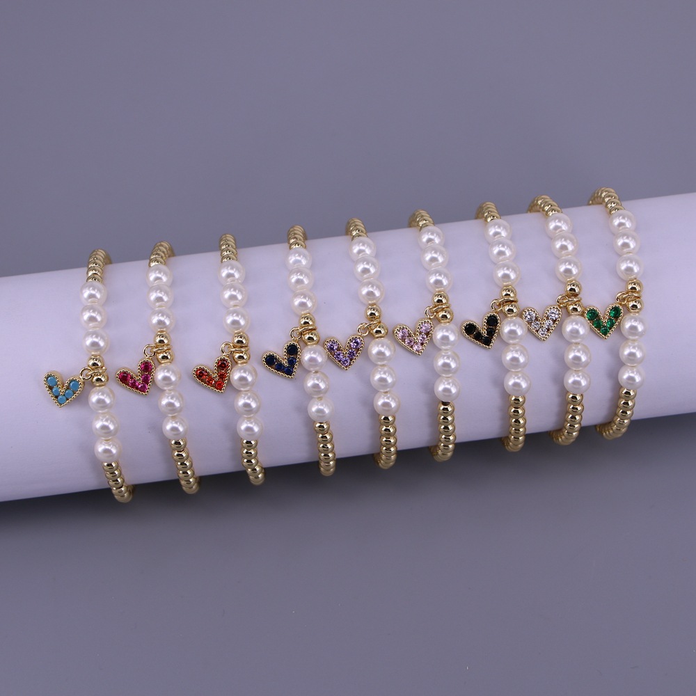 Geometric Copper Bracelet For Women With Electroplated Design And Rose Red Artificial Gemstones 2