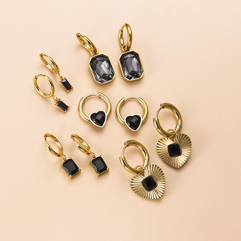 Square Drop Earrings For Women Featuring 18K Gold Plated Design With 304 Stainless Steel Posts And Zircon Inlay 2