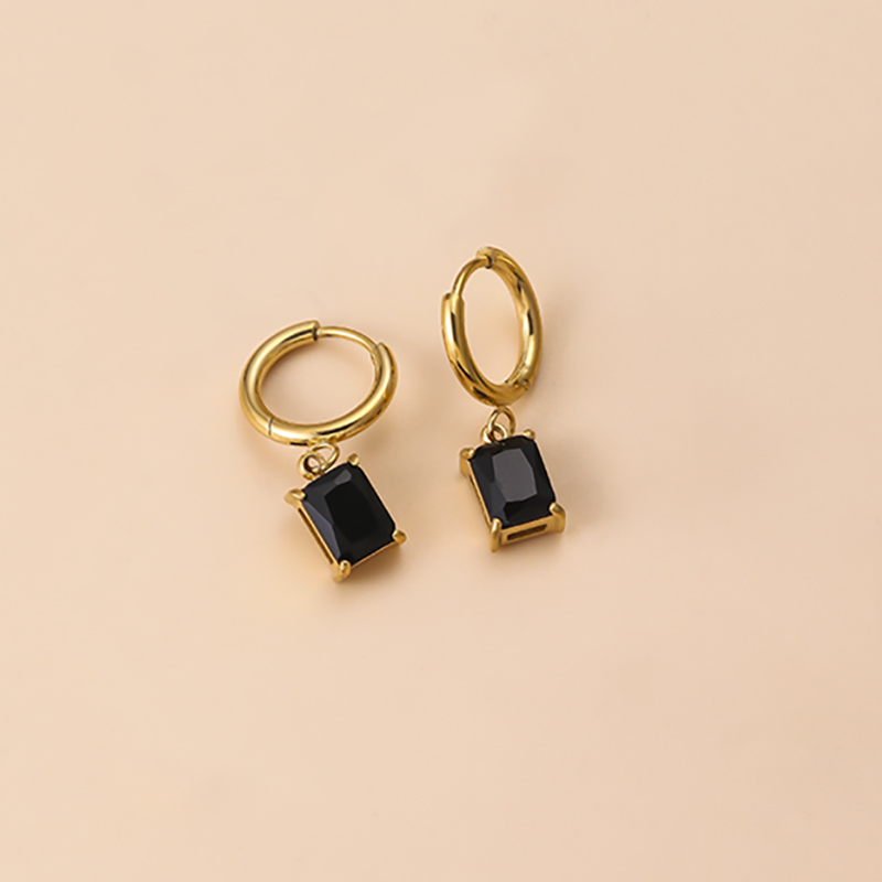 Square Drop Earrings For Women Featuring 18K Gold Plated Design With 304 Stainless Steel Posts And Zircon Inlay 3