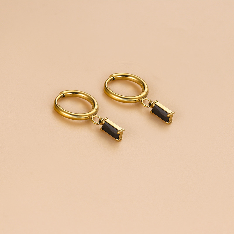 Square Drop Earrings For Women Featuring 18K Gold Plated Design With 304 Stainless Steel Posts And Zircon Inlay 4