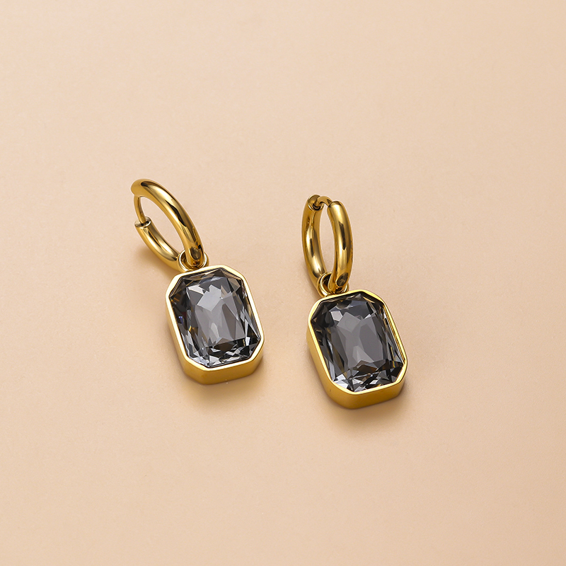 Square Drop Earrings For Women Featuring 18K Gold Plated Design With 304 Stainless Steel Posts And Zircon Inlay 5