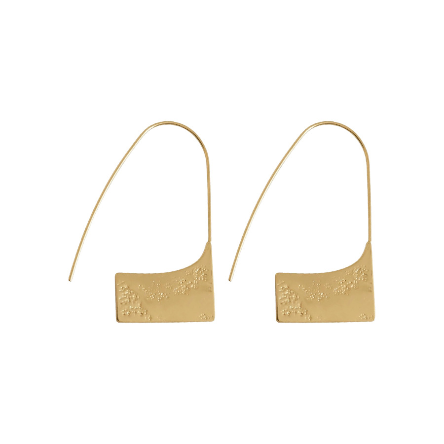 Exaggerated Quadrilateral Ear Hook Earrings For Women In Golden Copper With 18K Real Gold Plated And 304 Stainless Steel 5