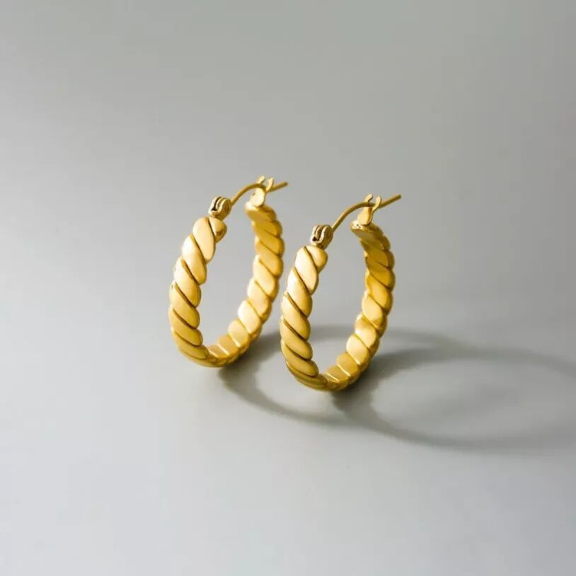 Round Earrings For Women, 1 Pair Featuring Electroplated Design With 304 Stainless Steel Ear Pins 2