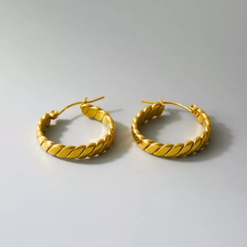 Round Earrings For Women, 1 Pair Featuring Electroplated Design With 304 Stainless Steel Ear Pins 4