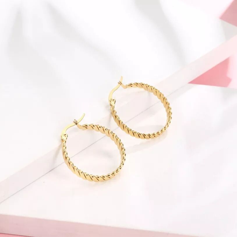 Round Earrings For Women, 1 Pair Featuring Electroplated Design With 304 Stainless Steel Ear Pins 5