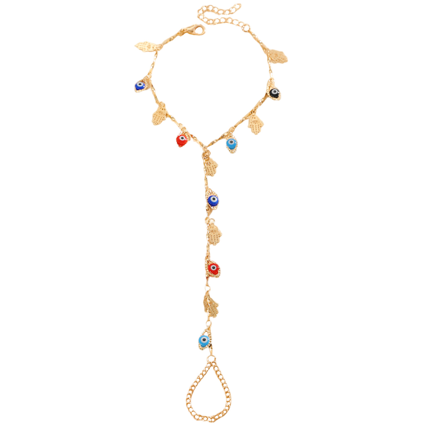 Eye Pattern Women's Bracelet With Copper Chain And Copper Pendant, Electroplated With KC Golden Plating 5