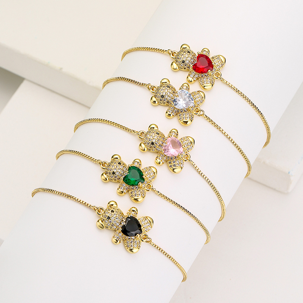 Geometric Copper Bracelet For Women With Zircon Inlay Featuring Cute Design