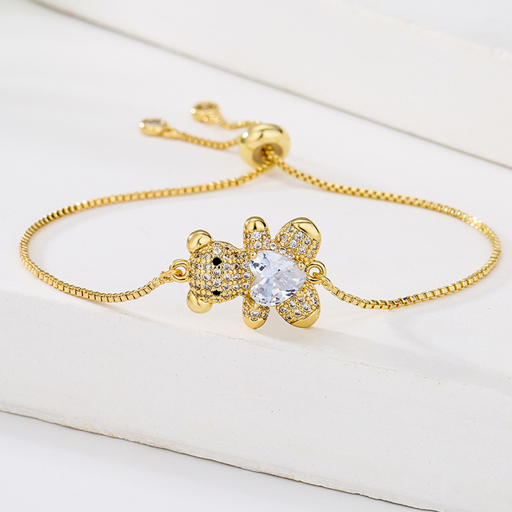 Geometric Copper Bracelet For Women With Zircon Inlay Featuring Cute Design 5