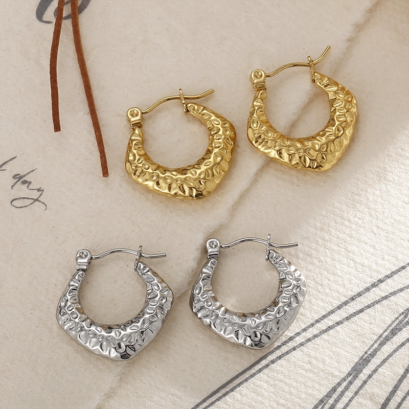 C Shape Hoop Earrings For Women, Waterproof Non Tarnish 304 Stainless Steel With PVD Coated 18K Gold Plated Finish