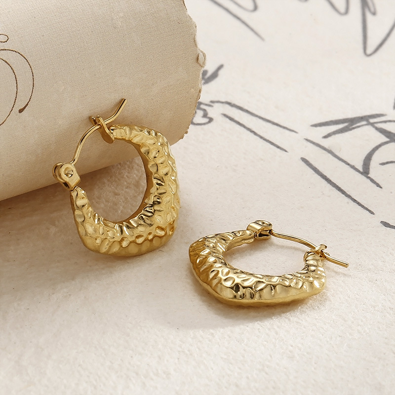 C Shape Hoop Earrings For Women, Waterproof Non Tarnish 304 Stainless Steel With PVD Coated 18K Gold Plated Finish 4