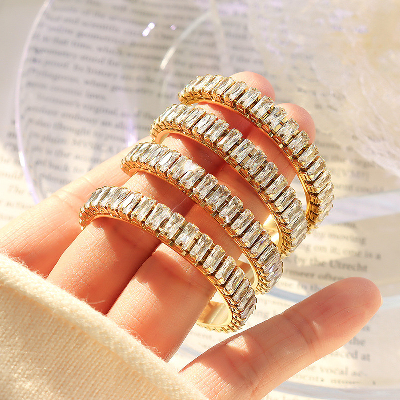 C Shape Earrings For Women, Waterproof Non Tarnish 304 Stainless Steel With PVD Coated Real Gold Plated And Artificial Diamond Inlay