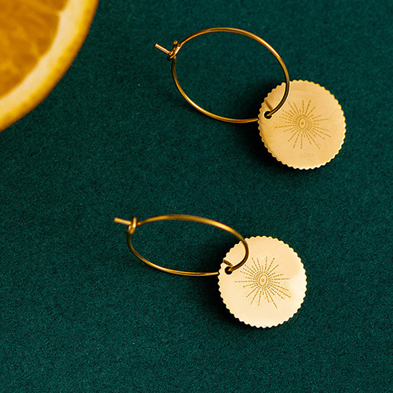 Women’s Electroplated Leaf Drop Earrings In 18K Gold PVD Coated 304 Stainless Steel With Artificial Gemstones