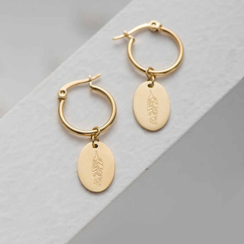 Women’s Electroplated Leaf Drop Earrings In 18K Gold PVD Coated 304 Stainless Steel With Artificial Gemstones 3