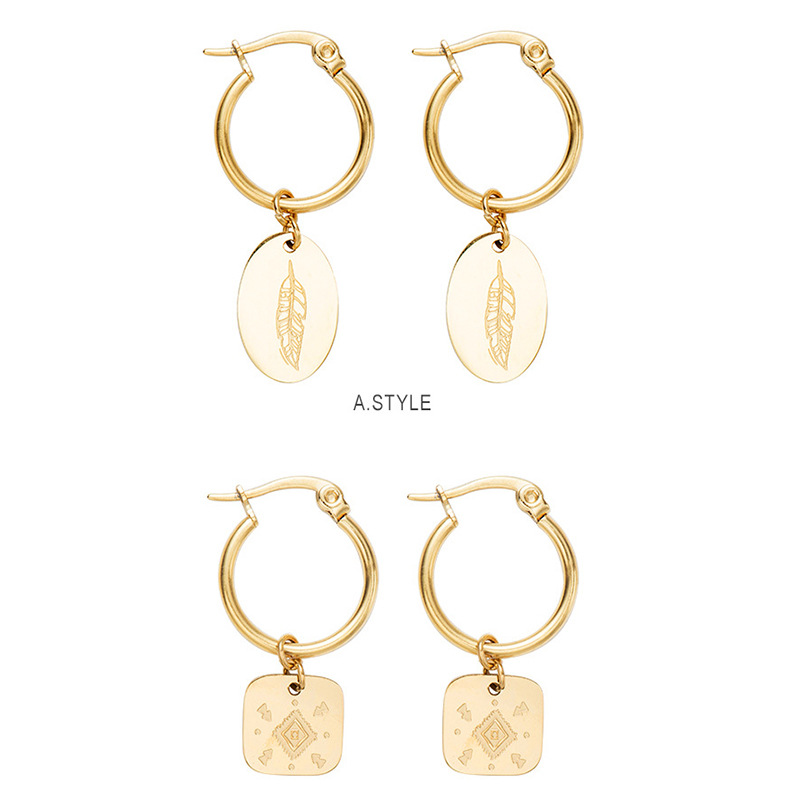 Women’s Electroplated Leaf Drop Earrings In 18K Gold PVD Coated 304 Stainless Steel With Artificial Gemstones 4